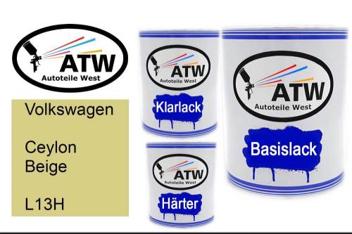 Volkswagen, Ceylon Beige, L13H: 1L Lackdose + 1L Klarlack + 500ml Härter - Set, von ATW Autoteile West.